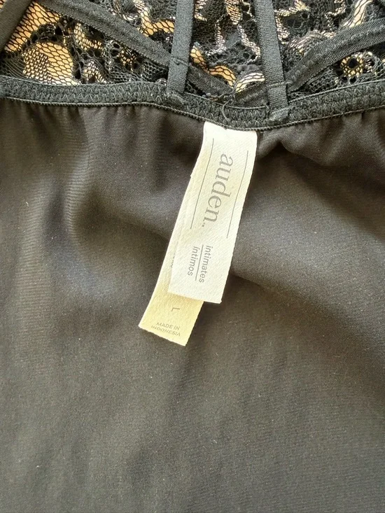 Auden Babydoll Plunge Chemise Large Floral Lace Bodice Satin Nightie Notes - Picture 2 of 15